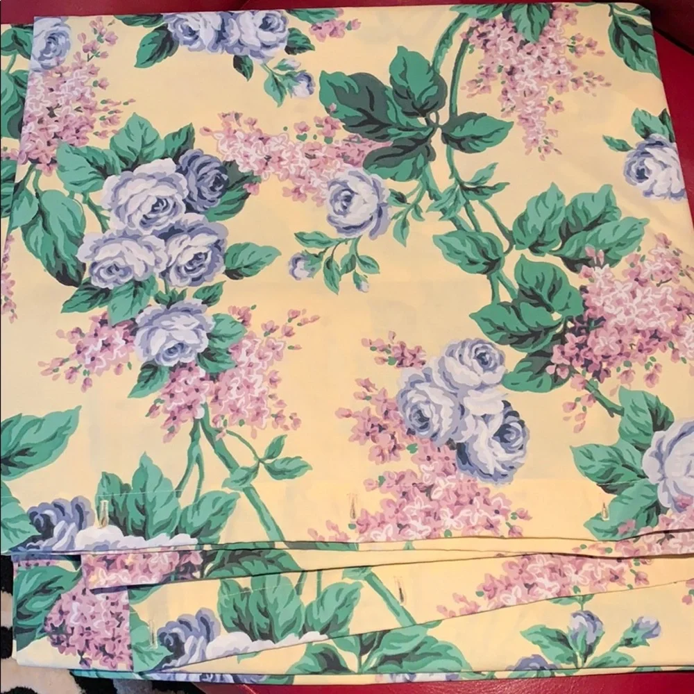 Longaberger shower curtain EUC Lilac Rose waverly fabric